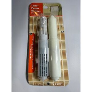 NEW Jacent Toilet Paper Rollers Universal White 2 Pack Spring Loaded Spindle Rod